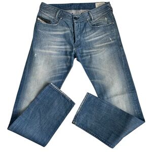 Diesel Iakop Jeans Men 31x32 Blue Regular Slim Tapered Stretch Faded 0807K